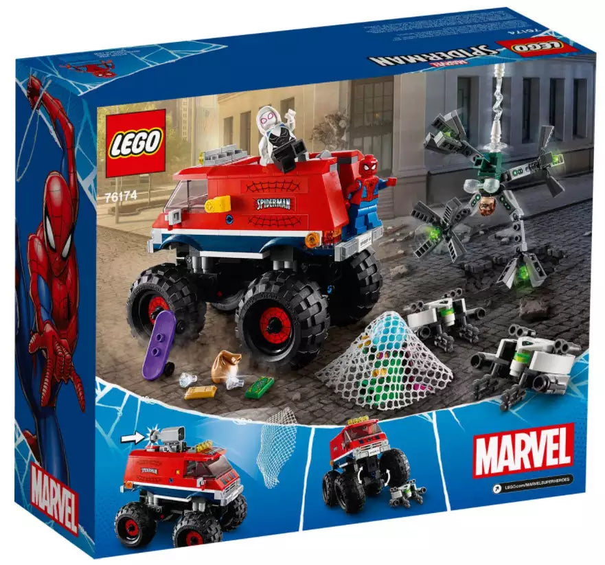 Box Rückansicht: LEGO Super Heroes 76174 Spider-Mans Monstertruck vs. Mysterio
