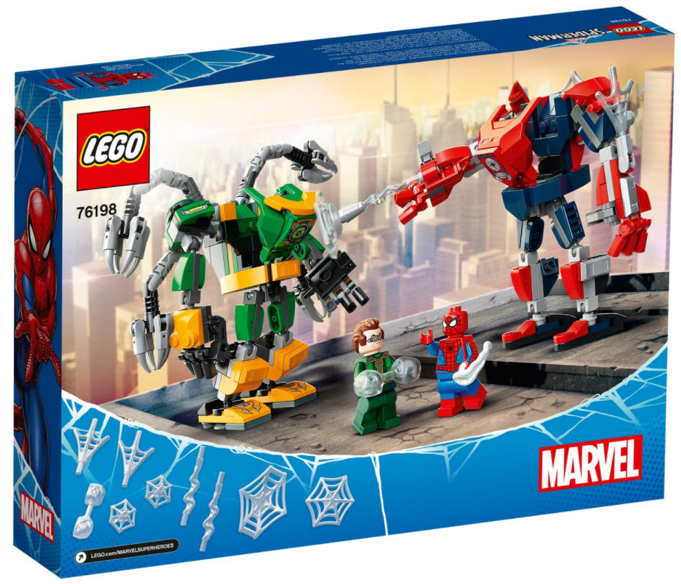 Box Rückansicht: LEGO Super Heroes 76198 Mech-Duell zwischen Spider-Man & Doctor Octopus
