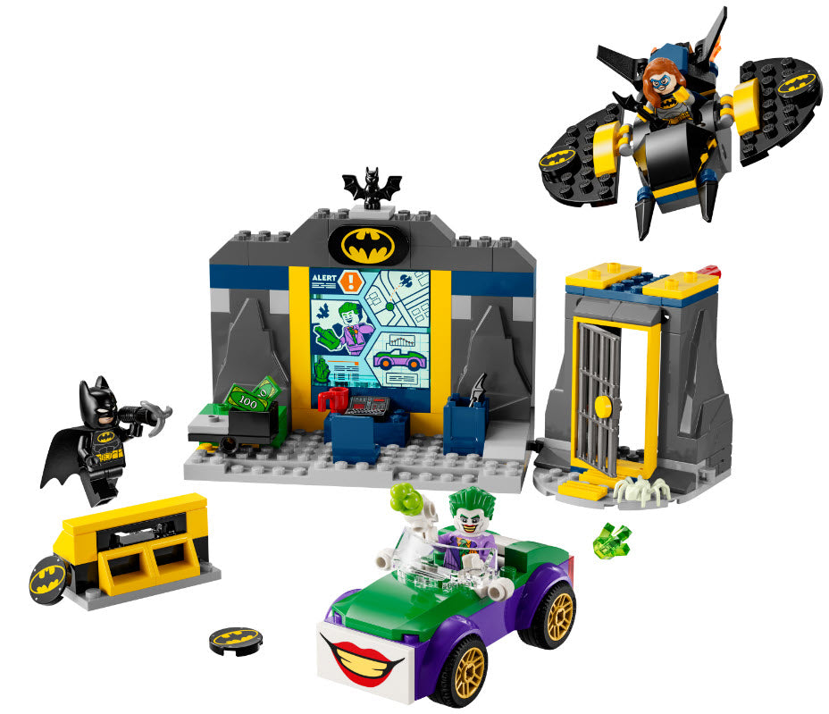 Inhalt: LEGO Super Heroes 76272 Bathöhle mit Batman, Batgirl und Joker