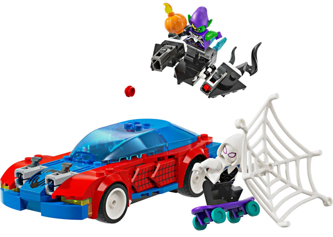 Inhalt: LEGO Super Heroes 76279 Spider-Mans Rennauto & Venom Green Goblin