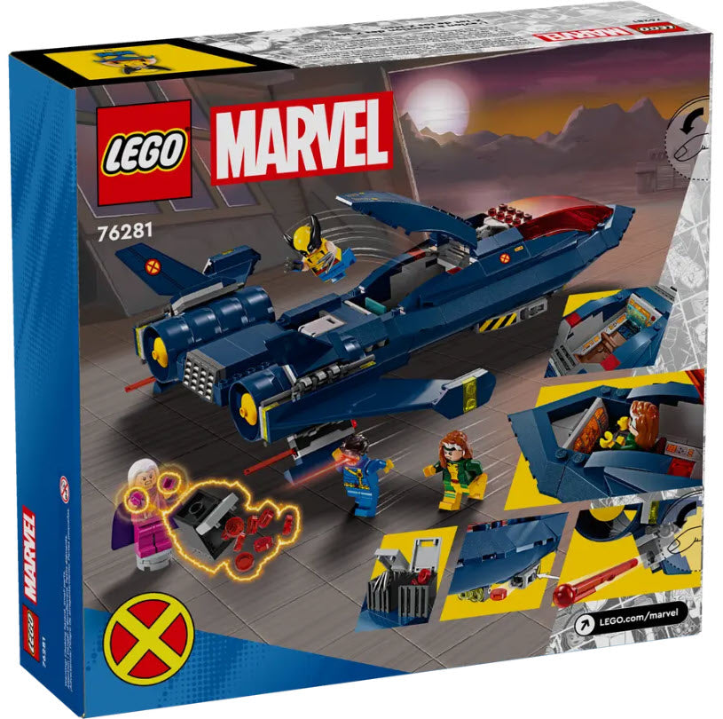 Box Rückansicht: LEGO Super Heroes 76281 X-Jet der X-Men
