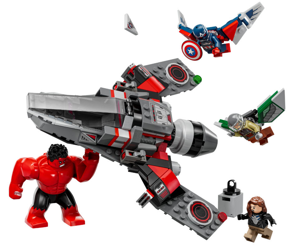 Inhalt: LEGO Super Heroes 76292 Showdown zwischen Captain America und Red Hulk