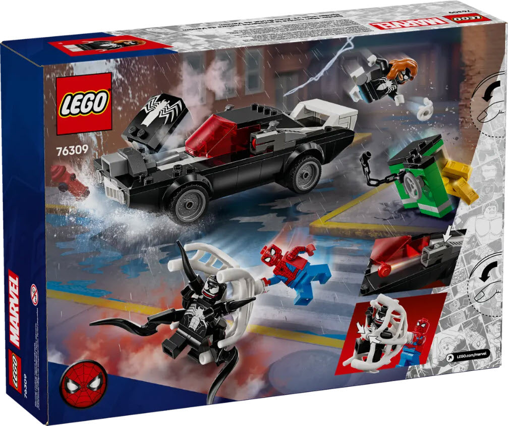 Box Rückseite: LEGO Super Heroes 76309 Spider-Man vs. Venom Muscle-Car
