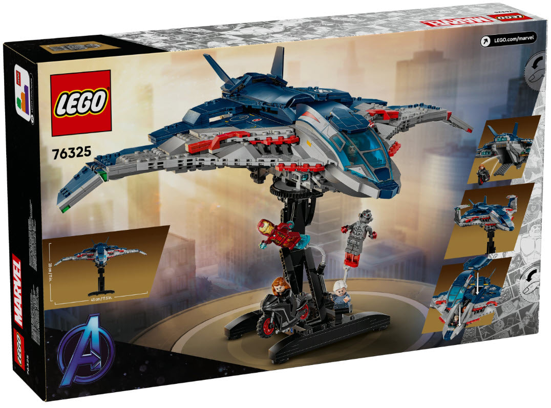 Box Rückseite: LEGO Super Heroes 76325 Avengers: Age of Ultron Quinjet