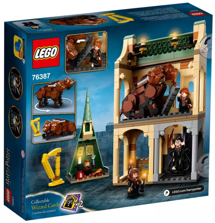 Box Rückansicht: LEGO Harry Potter 76387 Hogwarts: Begegnung mit Fluffy