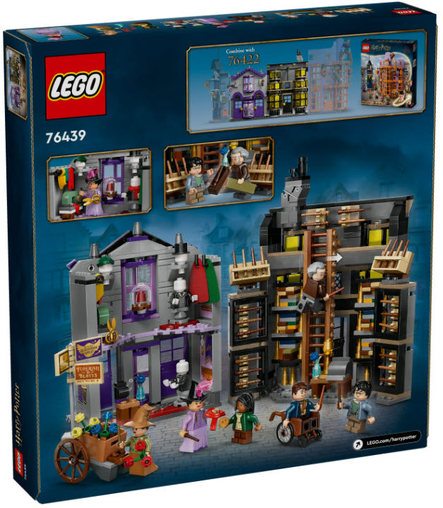 Box Rückansicht: LEGO Harry Potter 76439 Ollivanders & Madam Malkins Anzüge