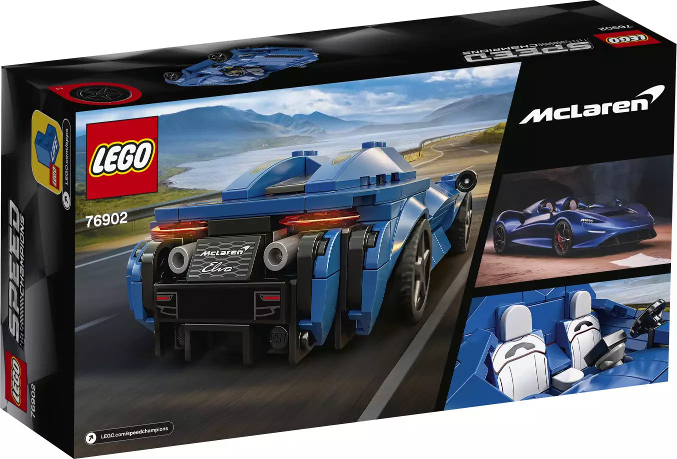 Box Rückansicht: LEGO Speed Champions 76902 McLaren Elva