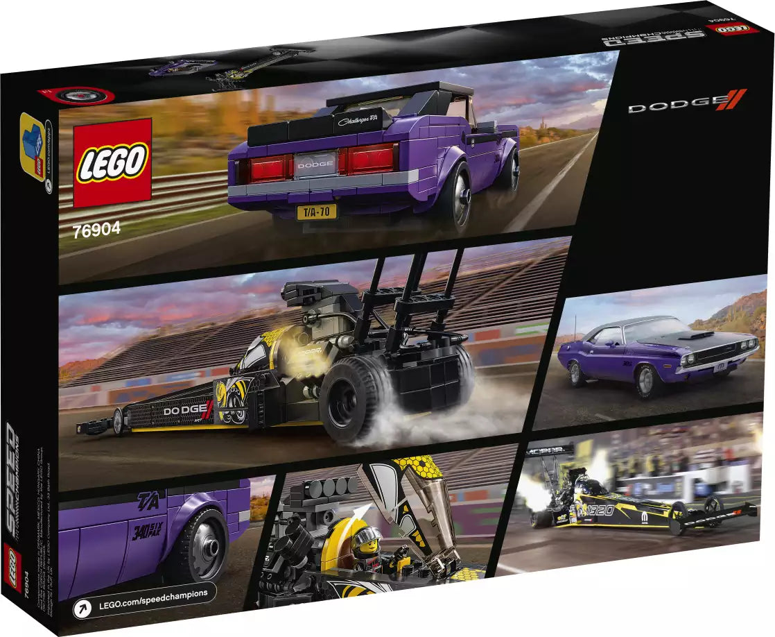 Box Rückansicht: LEGO Speed Champions 76904 Mopar Dodge//SRT Dragster & 1970 Dodge Challenger