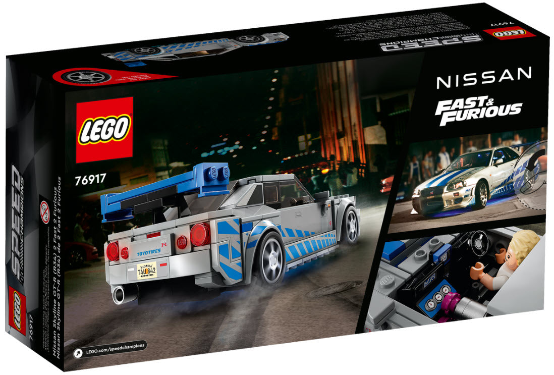 Box Rückansicht: LEGO Speed Champions 76917 2 Fast 2 Furious – Nissan Skyline GT-R (R34)