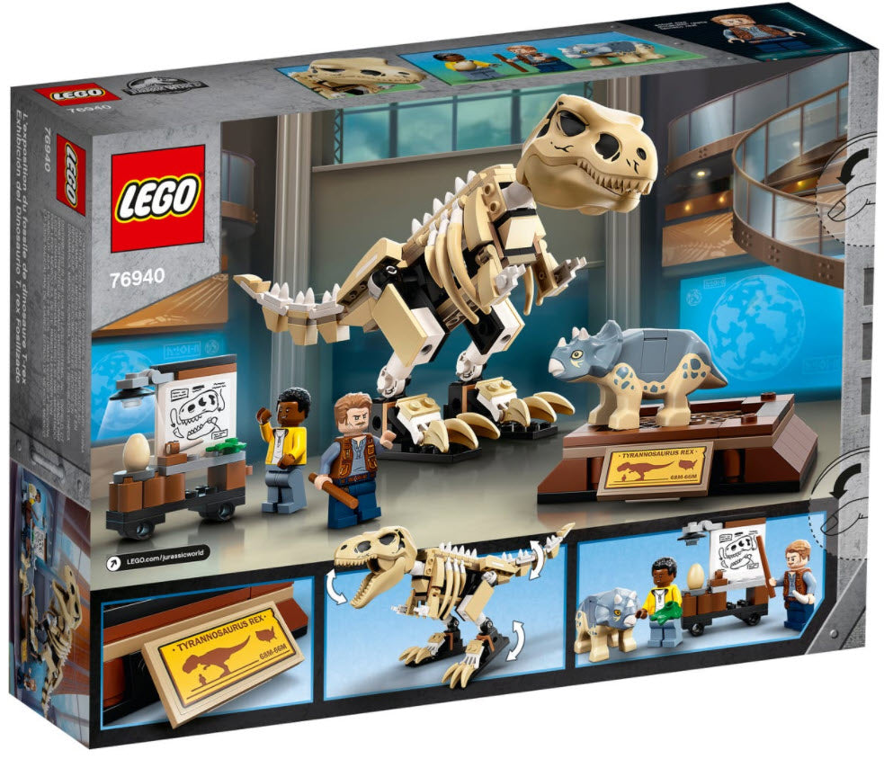 Box Rückansicht: LEGO Jurassic World 76940 T. Rex-Skelett in der Fossilienausstellung