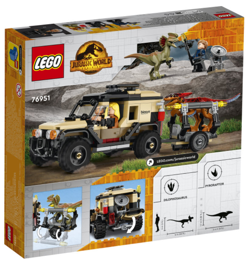 Box Rückansicht: LEGO Jurassic World 76951 Pyroraptor & Dilophosaurus Transport