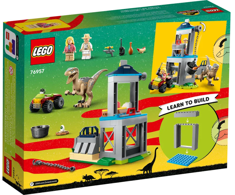 Box Rückansicht: LEGO Jurassic World 76957 Flucht des Velociraptors