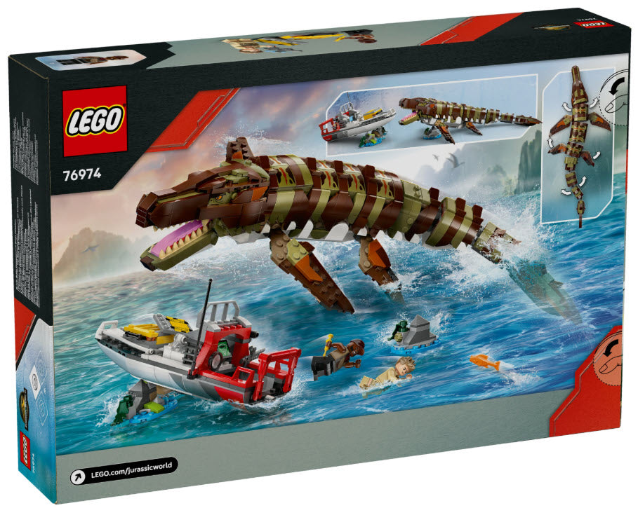Box Rückseite: LEGO Jurassic World 76974 Mosasaurier: Die Bootmission