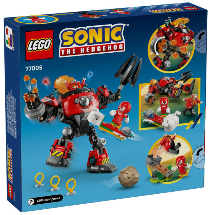 Box Rückseite: LEGO Sonic 77005 Knuckles vs. Dr. Eggmans Egg Crusher Mech