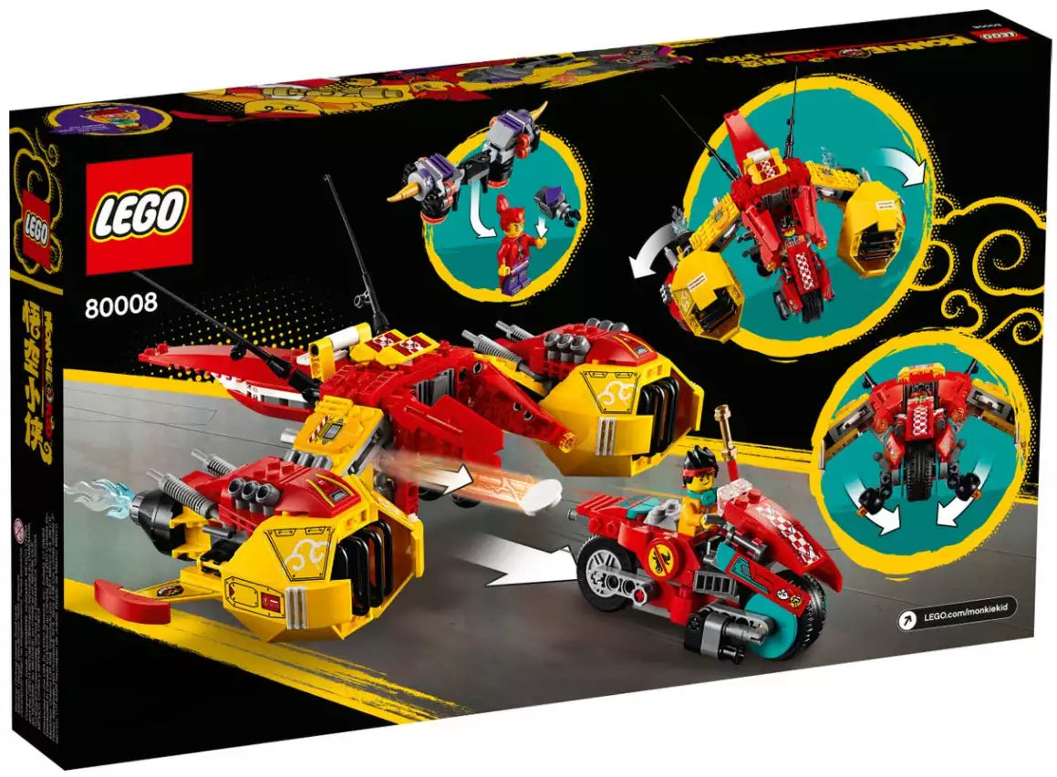 Box Rückansicht: LEGO Monkie Kid 80008 Monkie Kids Wolken-Jet