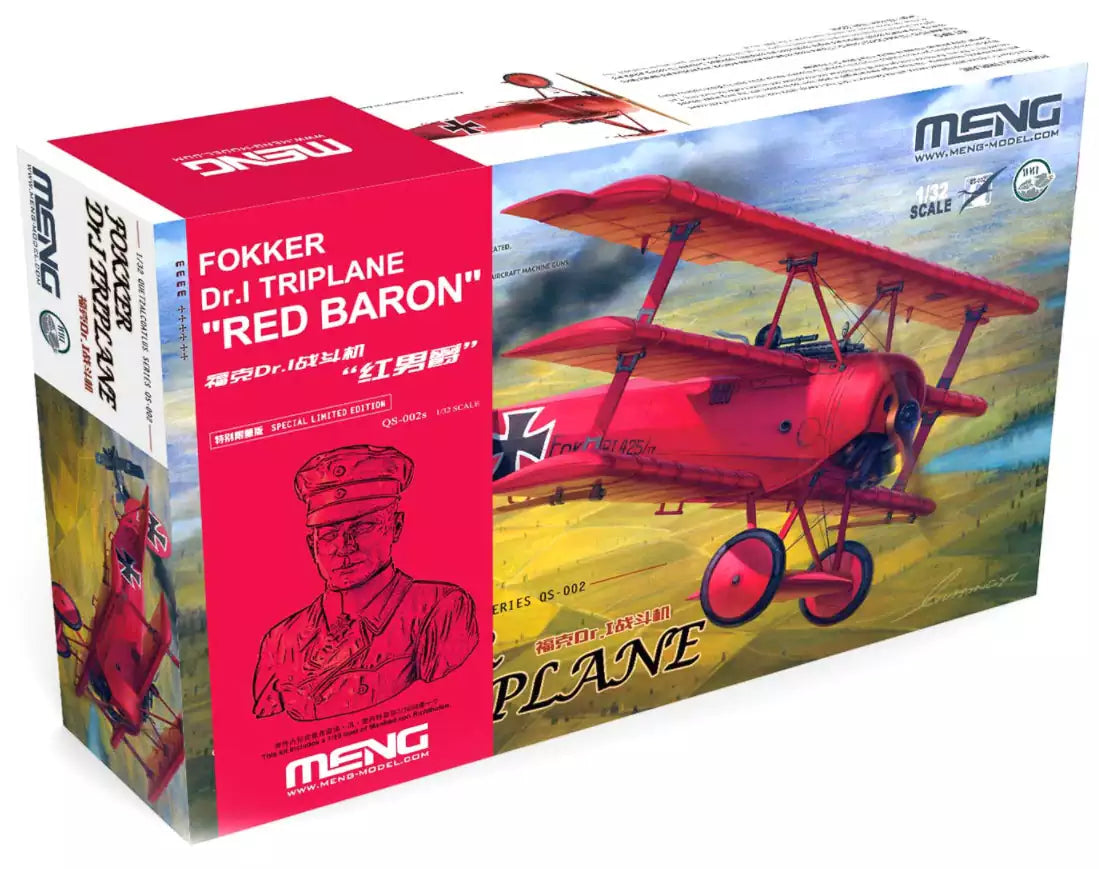 Meng-Model QS-002s Fokker Dr.I Triplane "Red Baron" incl. 1:10 bust of Manfred von Richthofen / Limited Edition 1000 pieces, 1:32