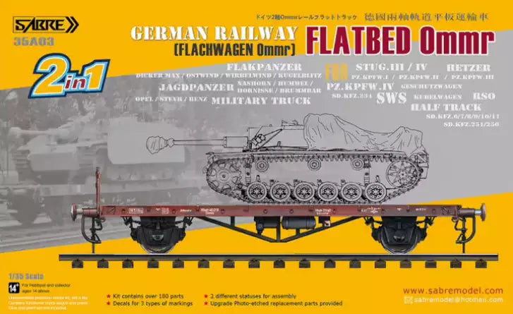 Sabre Model 35A03 German Railway Flatbed Ommr (Flachwagen Ommr Linz), 1:35