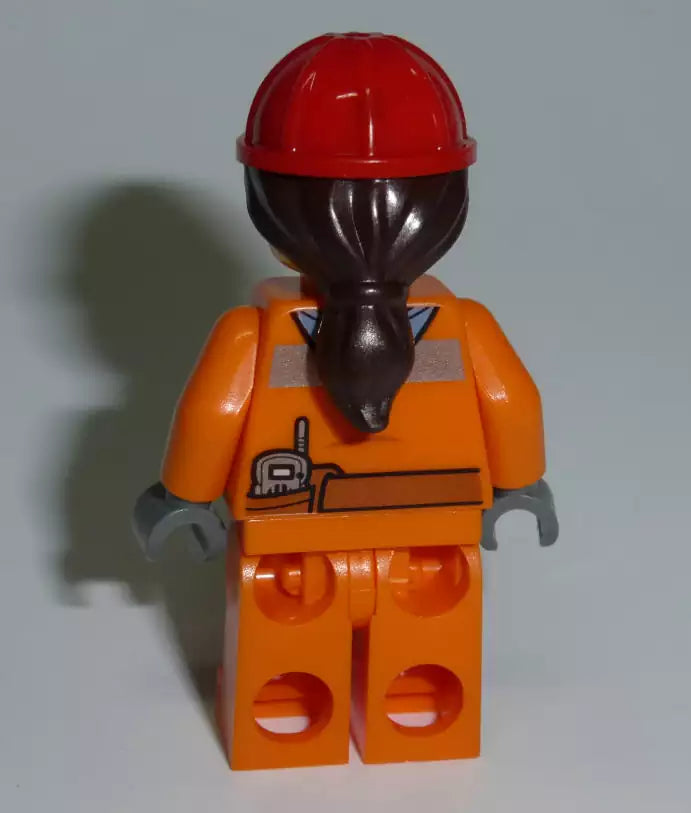 LEGO City Minifiguren CTY528 Bauarbeiterin mit orangem Overall und Helm