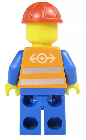 LEGO City Minifiguren TRN231 Bahnarbeiter, grinsend, blauer Overall
