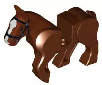 LEGO Tiere 10352c01pb01 Pferd, rotbraun mit schwarzem Zaumzeug