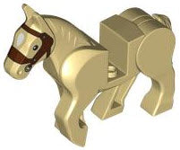 LEGO Tiere 10352c01pb07 Pferd, beige mit rotbraunem Zaumzeug