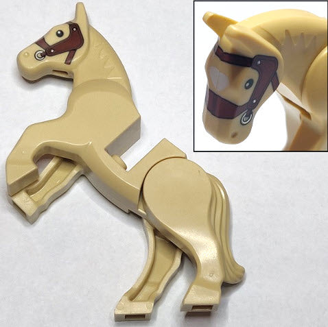 LEGO Tiere 10352c01pb07 Pferd, beige mit rotbraunem Zaumzeug