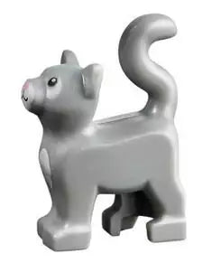 LEGO Tiere 13786pb01 Katze mit weißer Brust und rosa Nase, hellgrau