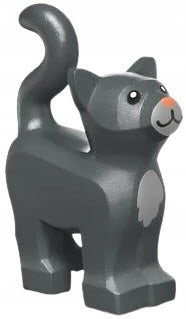 LEGO Tiere 13786pb09 Katze mit weißer Brust und rosa Nase, dunkelgrau