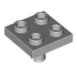 LEGO Sonderplatten 2476 Platte 2x2 mit Pin auf Unterseite, hellgrau