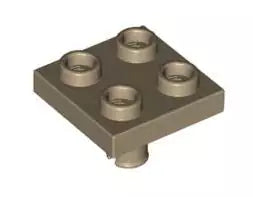 LEGO Sonderplatten 2476 Platte 2x2 mit Pin auf Unterseite, dunkelbeige