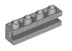 LEGO Sondersteine 2653 Stein 1x4 mit Nut, hellgrau