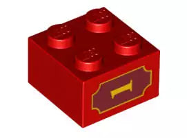 LEGO Steine 3003 Stein 2x2 mit gelber "1" (auf 2 Seiten), rot