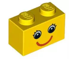 LEGO Steine 3004 Stein 1x2 mit Lachgesicht (rotem Mund), gelb