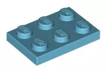 LEGO Platten 3021 Platte 2x3, mittel-azurblau
