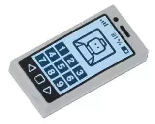 LEGO Fliesen 3069bpb304 Fliese 1x2 mit Handy/Smartphone, hellgrau