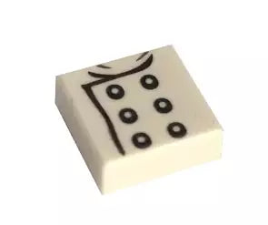 LEGO Fliesen 3070bpb095 Fliese 1x1 mit Chefkoch-Jacket, weiß