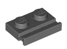 LEGO Sonderplatten 32028 Platte 1x2 mit Schiene, dunkelgrau