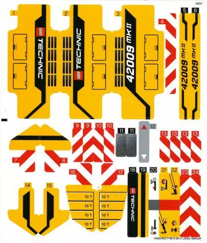 LEGO Technic STICKERBOGEN 42009stk01 Mobiler Schwerlastkran