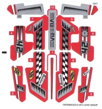 LEGO Technic STICKERBOGEN 42011stk01 Action Rennwagen