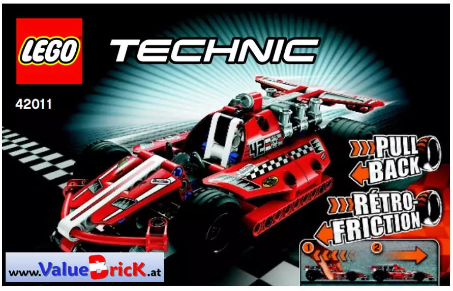 LEGO Technic BAUANLEITUNG 42011 Action Rennwagen