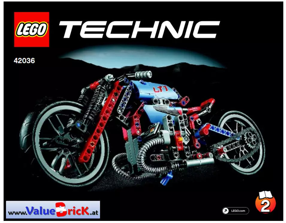 bauanleitung lego technic 42037 rennauto42036 Straßenmotorrad