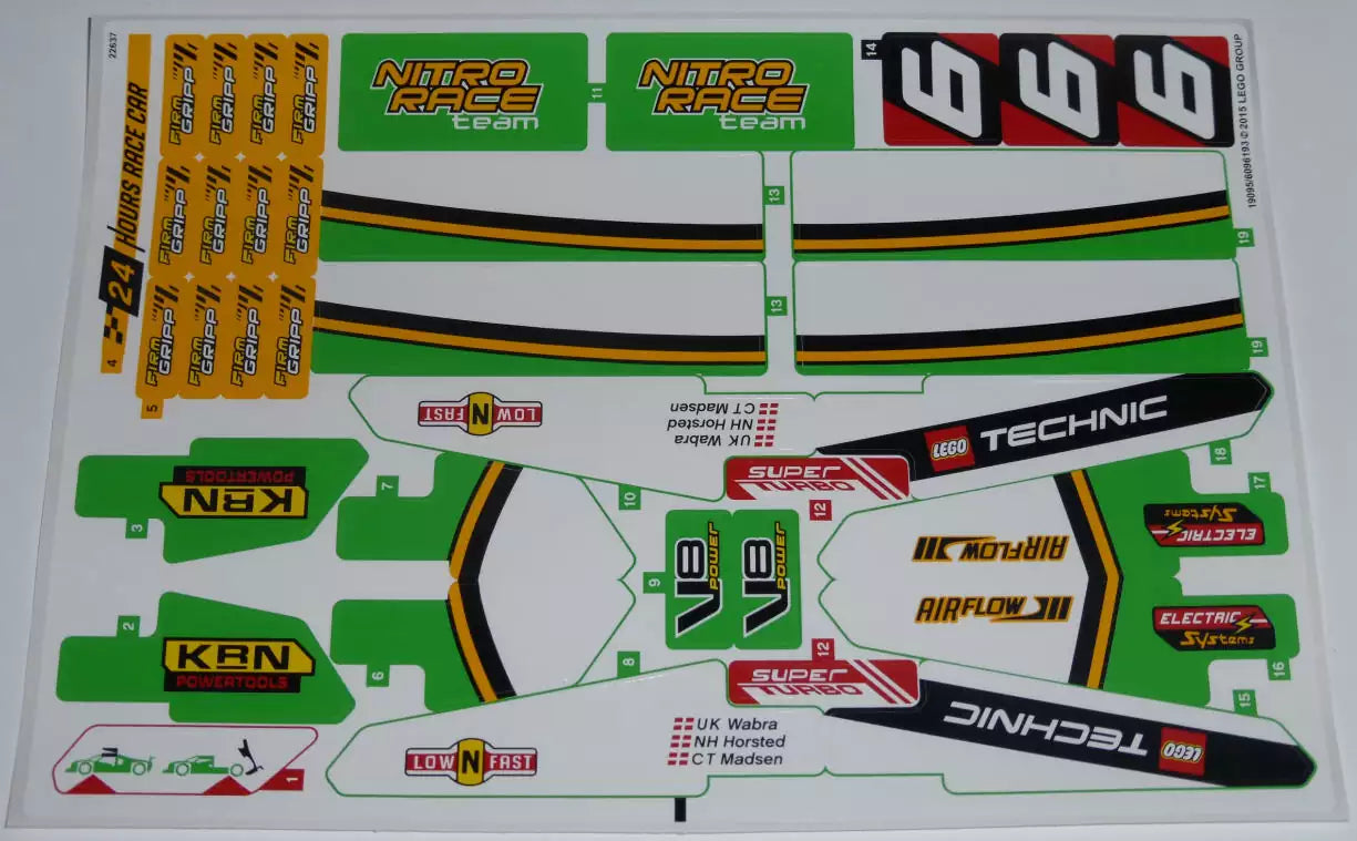 LEGO Technic STICKERBOGEN 42039stk01 Langstrecken-Rennwagen