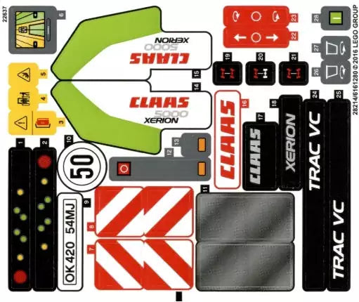 LEGO Technic STICKERBOGEN 42054stk01 CLAAS XERION 5000 TRAC VC