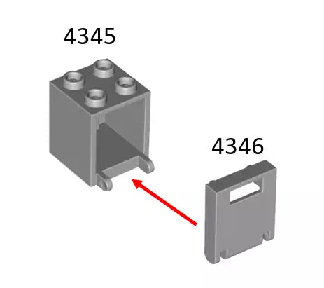 LEGO Behälter 4345 Breifkastenkorpus 2x2x2, hellgrau