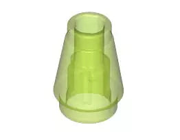 LEGO Schrägsteine 4589 Kegel 1x1 mit Noppe, transparent-knallgrün