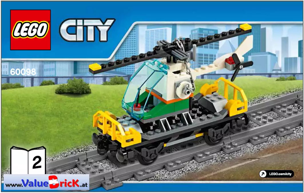 LEGO City BAUANLEITUNG 60098 Schwerlastzug, nur Tiefladerwaggon mit Helikopter
