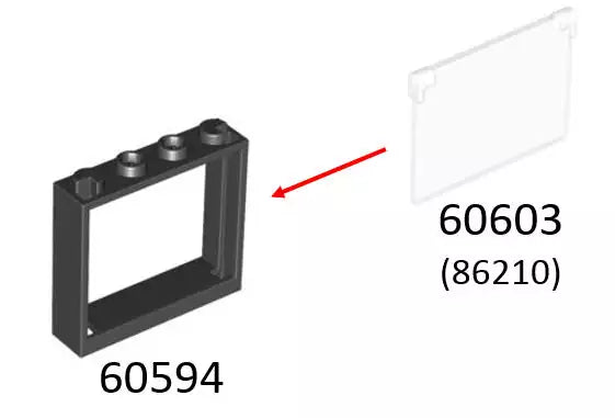 LEGO Türen und Fenster 60603 Fensterglas für Rahmen 1x4x3, transparent-hellblau