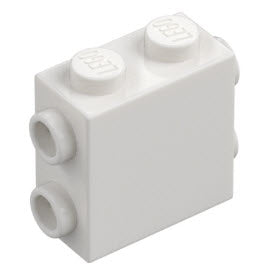 LEGO Sondersteine 67329 Stein 1x2x1 2/3 mit 4 Noppen an einer Seite und 2 Noppen an den Enden, weiß