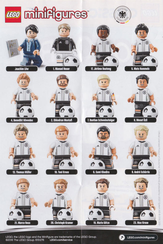 Poster: LEGO DFB "Die Mannschaft" Minifiguren 71014 Alle 16 Minifiguren
