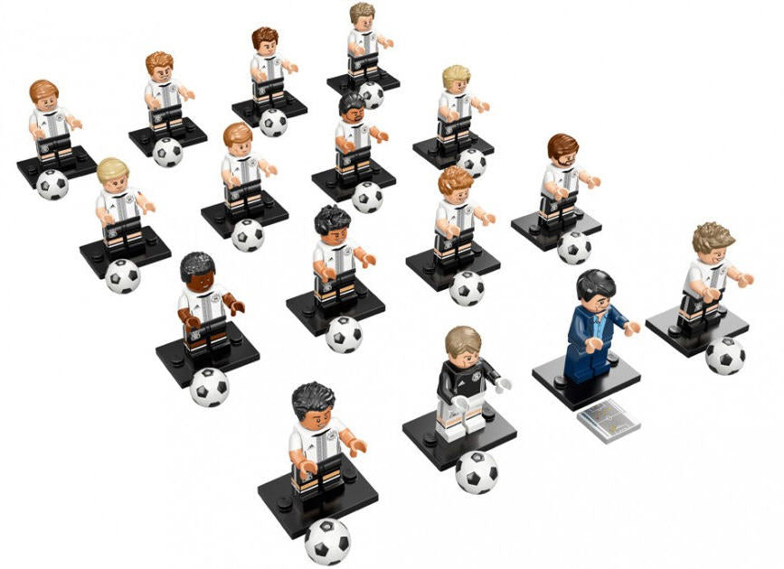 Inhalt: LEGO DFB "Die Mannschaft" Minifiguren 71014 Alle 16 Minifiguren